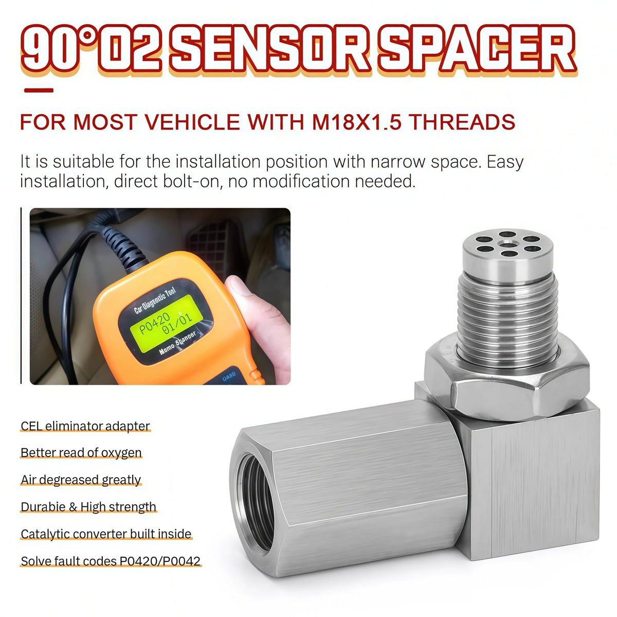 Mini Catalizador O2 Sensor Spacer CEL FIX P0420/P0042/P0430 Code Unive ...