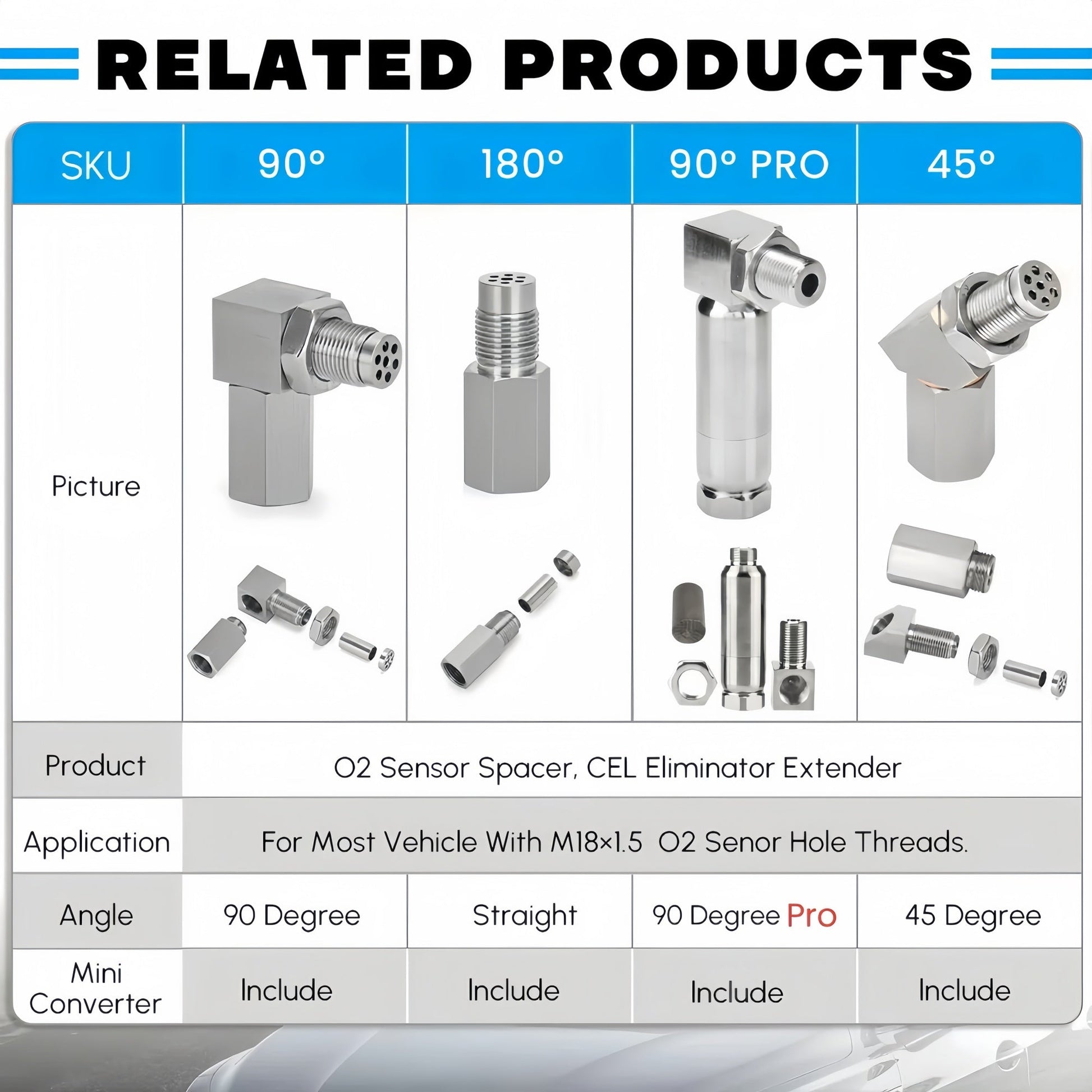 Mini Catalizador O2 Sensor Spacer CEL FIX P0420/P0042/P0430 Code Universal (Straight) - Mini Catalizador®