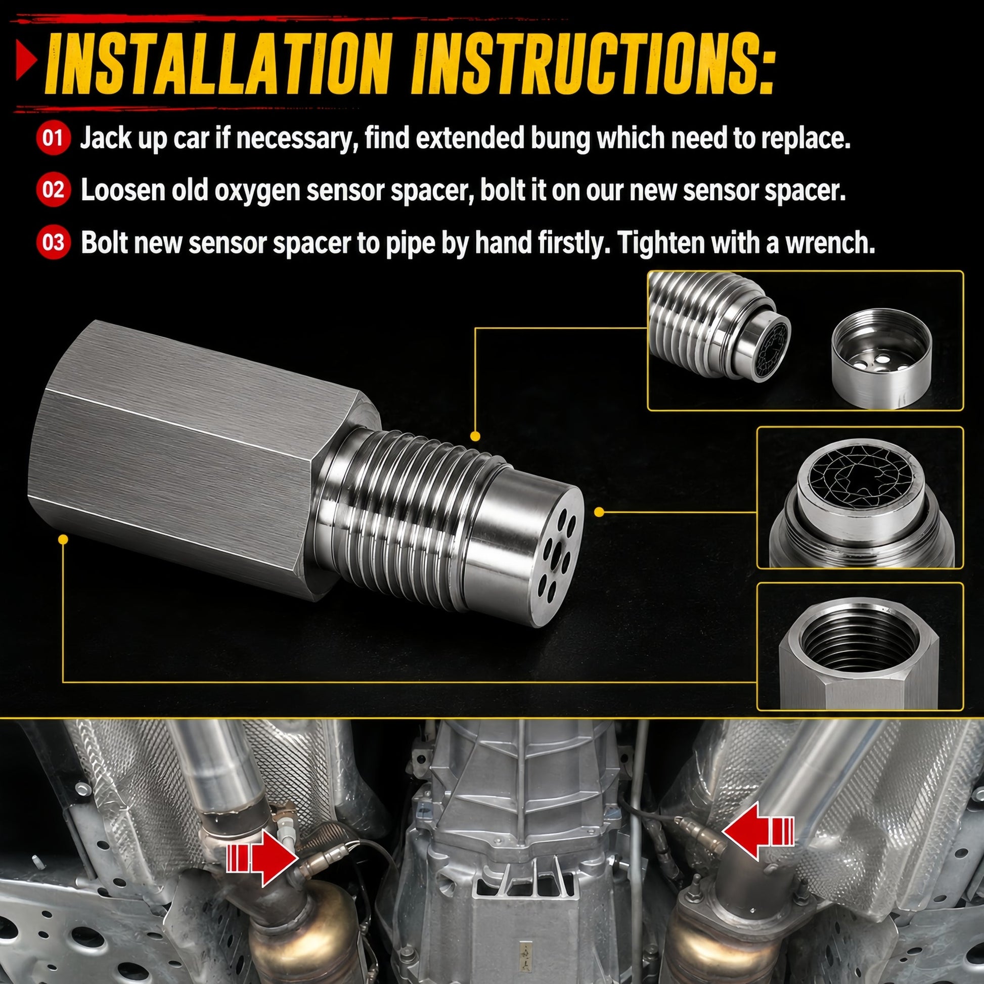 Mini Catalizador O2 Sensor Spacer CEL FIX P0420/P0042/P0430 Code Universal (Straight) - Mini Catalizador®
