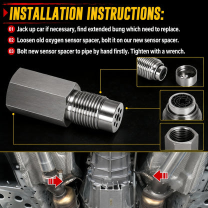 Mini Catalizador O2 Sensor Spacer CEL FIX P0420/P0042/P0430 Code Universal (Straight) - Mini Catalizador®