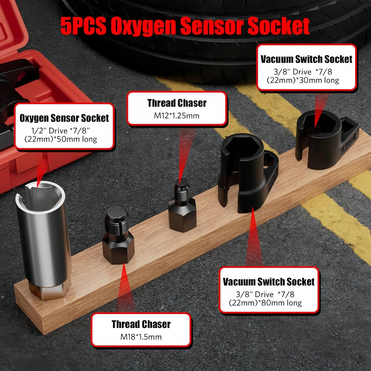 O2 Sensor Plastic Screw O2 Sensor Socket Set - 3/8